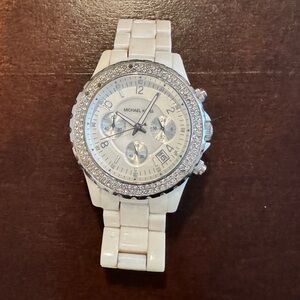 Michael Kors White and Silver Chronograph Watch